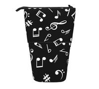 YXDVPALNE Señales de Notas Musicales Negras,Estuche telescópico para lápices, Soporte para lápices con Cremallera.