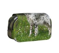 YXDVPALNE Setter Inglés Césped Mascotas Perros Setter Inglés Estuche para lápices portátil con Doble Concha y Cremallera