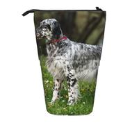 YXDVPALNE Setter Inglés Césped Mascotas Perros Setter Inglés,Estuche telescópico para lápices, Soporte para lápices con Cremallera.
