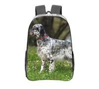 YXDVPALNE Setter Inglés Césped Mascotas Perros Setter Inglés,Mochila informal de 16 pulgadas, transparente, resistente al agua, para la escuela