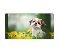 YXDVPALNE Shih Tzu Pequeños Perros Lindos Cachorros Rizados Mascotas Campo,Alfombrilla de ratón Grande para Escritorio, Teclado de Ordenador, Base de Goma Antideslizante, 40 x 70 cm