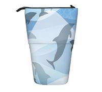 YXDVPALNE Silueta de pez delfín,Estuche telescópico para lápices, Soporte para lápices con Cremallera.