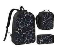 YXDVPALNE Símbolos químicos de la química,Mochila para estudiantes, bolsa de almuerzo y estuche de lápices (3 piezas)