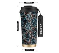 YXDVPALNE Suculentas frescas impresas,Taza de café de acero inoxidable 316 con cordón, vaso térmico de viaje para coche, 500 ml