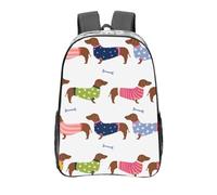 YXDVPALNE Suéter con patrón para mascota de raza de perro de pelaje rojo Dachshund,Mochila informal de 16 pulgadas, transparente, resistente al agua, para la escuela