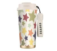 YXDVPALNE Superficie colorida de la estrella,Taza de café de acero inoxidable 316 con cordón, vaso térmico de viaje para coche, 500 ml