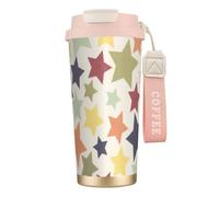 YXDVPALNE Superficie colorida de la estrella,Taza de café de acero inoxidable 316 con cordón, vaso térmico de viaje para coche, 500 ml