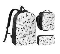 YXDVPALNE Tema musical impreso,Mochila para estudiantes, bolsa de almuerzo y estuche de lápices (3 piezas)