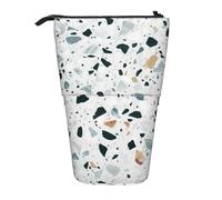 YXDVPALNE Terrazo Mármol Pastel,Estuche telescópico para lápices, Soporte para lápices con Cremallera.