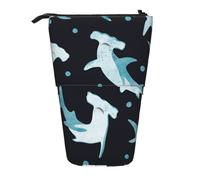 YXDVPALNE Tiburón Martillo en Acuarela,Estuche telescópico para lápices, Soporte para lápices con Cremallera.