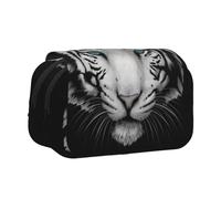 YXDVPALNE Tigre Blanco de pupila Azul Estuche para lápices portátil con Doble Concha y Cremallera