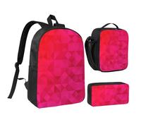 YXDVPALNE Triángulo geométrico fucsia,Mochila para estudiantes, bolsa de almuerzo y estuche de lápices (3 piezas)