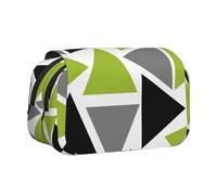 YXDVPALNE Triángulos aleatorios Verde Lima Gris Negro sobre Blanco Estuche para lápices portátil con Doble Concha y Cremallera