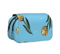 YXDVPALNE Tulipanes Amarillos Dibujados a Mano Estuche para lápices portátil con Doble Concha y Cremallera