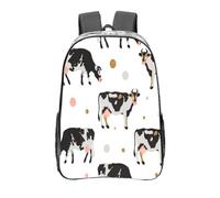 YXDVPALNE Vaca manchada de leche Vaca negra,Mochila informal de 16 pulgadas, transparente, resistente al agua, para la escuela