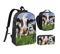 YXDVPALNE Vacas holandesas,Mochila para estudiantes, bolsa de almuerzo y estuche de lápices (3 piezas)