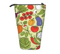 YXDVPALNE Varios Patrones de Vegetales,Estuche telescópico para lápices, Soporte para lápices con Cremallera.