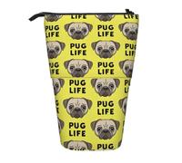 YXDVPALNE Vida de Pug: Linda Cara de Pug Amarilla,Estuche telescópico para lápices, Soporte para lápices con Cremallera.