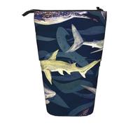 YXDVPALNE Vida Marina de tiburón y Ballena,Estuche telescópico para lápices, Soporte para lápices con Cremallera.