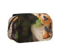 YXDVPALNE Yorkshire Terrier Bokeh Lindos Perros Pared Estuche para lápices portátil con Doble Concha y Cremallera