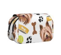 YXDVPALNE Yorkshire Terrier, Perro Sonriente Estuche para lápices portátil con Doble Concha y Cremallera
