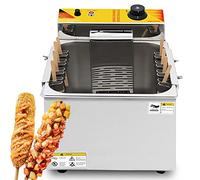 YXFAZPP Freidora Comercial, freidora automática de 12L para Perros de maíz, máquina eléctrica eléctrica para Hacer Perritos Calientes de Queso Caliente Comercial, freidora eléctrica