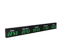 YXFAZPP Reloj de zona horaria mundial, Reloj digital LED de múltiples zonas horarias, Reloj de pared de Horas Mundiales 3/4/5 Ciudades, para hoteles/negocios 5City (Green 5City)