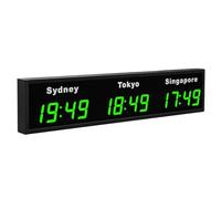 YXFAZPP Reloj de zonas horarias mundiales, Reloj digital de múltiples zonas horarias, Reloj Mundial LED, Reloj Mundial 3/4/5 Ciudades, 12/24 Horas (Green 3City)