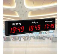 YXFAZPP Reloj Mundial de 3/4/5 Ciudades, Reloj de Zona horaria del Hotel, Reloj de Pared LED, Adecuado para oficinas de hoteles corporativos multinacionales, 5City-Red (Red 3City)