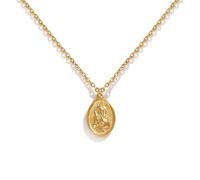 YXHOPELY Collar con colgante de oro, collar religioso para mujer, collar de oro de la Virgen María, collar retro con colgante de reina, collar con colgante de retrato de reina, joyería de fe y energía