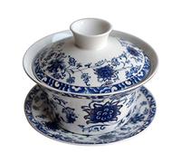 YXHUPOT Gaiwan - Juego de tazas de té Sancai de porcelana azul y blanca con diseño de loto (300 ml)