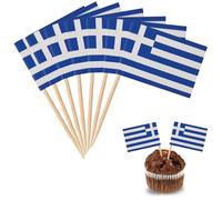 YXHZVON 100 PCS Banderas de Palillos de Dientes de Grecia, Bandera de Palillo de Cóctel Mini Bandera para Fiesta Pastel Sándwiches Pub Frutas Decoración del Evento Real