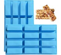 YXHZVON 2 PCS Moldes Para Barritas, Molde De Silicona Rectangular De 12 Cavidades, Molde de Chocolate Antiadherente para Jabones, Barras Energéticas, Granola, Pasteles, pan (Azul)
