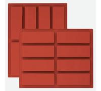 YXHZVON 2 PCS Moldes Silicona Reposteria Rectangulares de 8 Cavidades Rojo, Moldes para Barritas Energeticas para Panecillos de Brownie Cornbread Cheesecake Pudding