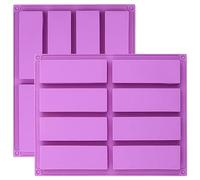 YXHZVON 2 PCS Moldes Silicona Reposteria Rectangulares de 8 Cavidades Violeta, Moldes para Barritas Energeticas para Panecillos de Brownie Cornbread Cheesecake Pudding