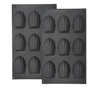 YXHZVON 2 Pieza Molde de Madeleine, 9 Cavidades Moldes Hornear Madeleine Antiadherente, Moldes de Silicona para Madeleines para Tartas Bombones Caramelos Galletas(Negro)