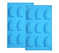 YXHZVON 2 Pieza Molde de Madeleine, 9 Cavidades Moldes Hornear Madeleine Antiadherente, Moldes de Silicona para Madeleines para Tartas Bombones Caramelos Galletas(Azul)