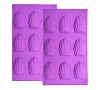 YXHZVON 2 Pieza Molde de Silicona Madeleines, 9 Cavidades Antiadherente Molde en Forma de Concha de Silicona, Moldes para Hornear Madeleine para Tartas Chocolate Pudín(Púrpura)