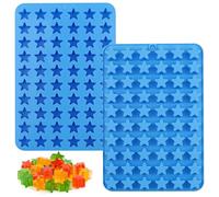 YXHZVON 2 Piezas Molde Silicona De Chocolate Estrella, 60 Cavidades Molde De Silicona Estrella, Mini Moldes de Dulces Antiadherentes para Caramelos, Chocolates, Helados, Velas de Gelatina(Azul)