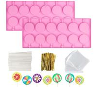 YXHZVON 2 Silicona Bandeja Pop Pastel palo Mould, 12 Cavidades Molde para Paletas de Silicona con 100 Palitos + Envoltorios para Cake pops + Lazos Retorcidos para Lollipop Party Cupcake(B)