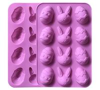 YXHZVON 2PCS Huevos de Chocolate de Silicona Conejito de Pascua, Moldes Silicona Huevos de Chocolate para decoración de tartas, chocolate, cubitos de hielo