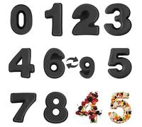 YXHZVON 9 Piezas Molde para Tartas de Números Grande, 0-8 Molde de Silicona de Números, 25cm Molde de Pastel Digital para DIY Boda Fiesta Cumpleaños, pastel de frutas (Negro)