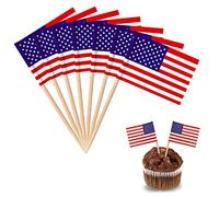YXHZVON América Bandera Palillos de Dientes, 100 Piezas de cóctel Palo Banderas Mini Bandera Cupcake Toppers Palo para Comida de Fiesta Pastel Platos de Fruta Fiesta Pub Decoración