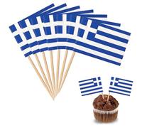 YXHZVON Bandera de Palillo de Cóctel, 100 PCS Palillos Bandera de Grecia, Mini Bandera para Fiesta Pastel Sándwiches Pub Frutas Decoración del Evento Real