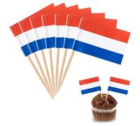 YXHZVON Bandera de Palillo de Cóctel, 100 PCS Palillos Bandera de Holanda, Mini Bandera para Fiesta Pastel Sándwiches Pub Frutas Decoración del Evento Real