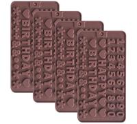 YXHZVON Juego de 4 Molde de Chocolate Forma Carta, Moldes de Silicona para Waffles, Moldes para hornear de cocina antiadherentes, Adecuado para Galletas, Jaleas, Dulce de Azúcar (Marrón)