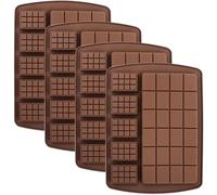 YXHZVON Juego de 4 Molde de Chocolate Forma Cuadrícula, Moldes de Silicona para Waffles, Moldes para hornear de cocina antiadherentes, Adecuado para Galletas, Jaleas, Dulce de Azúcar (Marrón)