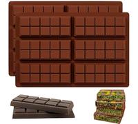 YXHZVON Molde Chocolate de Silicona para 6 Pizarras, 2 Pcs Accesorios para Barra de Chocolate para Decoración de Pasteles y Chocolate Negro