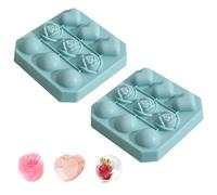 YXHZVON Molde para Cubitos de Hielo diseño de Redondo, Rosas y Corazones, 9 cavidades Cubiteras para Hielo de Silicona, para Cóctel, Whisky, Jugo, Bebida de Verano (Azul)