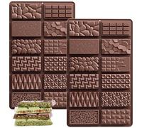 YXHZVON Moldes de Barra de Chocolate, 2 Piezas Silicona Molde Chocolate Tableta 12 Cavidades, Moldes Silicona Reposteria para Dulces, Cubitos Hielo, Gofres, sin BPA